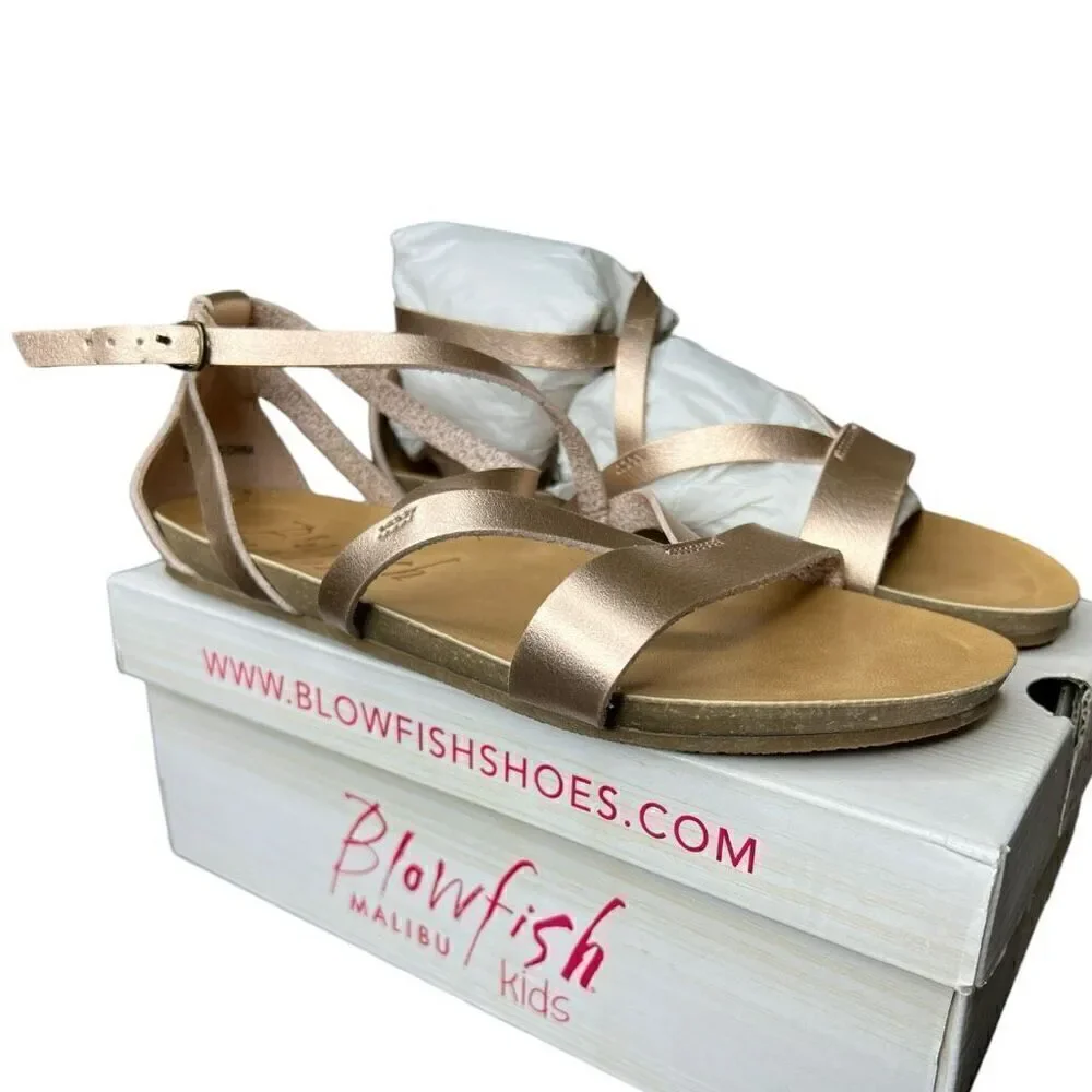 NEW Blowfish Malibu Kids Gorgeous-K Pearl Rose Gold Dyecut Sandals 4